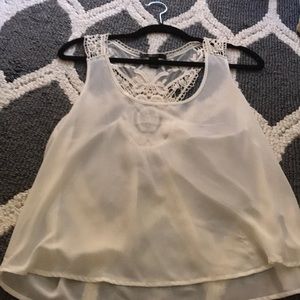 White forever21 sheer flowy tank top